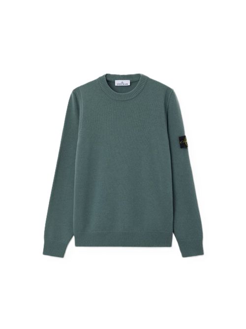 Maglione girocollo vestibilità regular con finiture a costine Stone Island | L2S15 5100072 S00A3V005T OCEAN GREEN